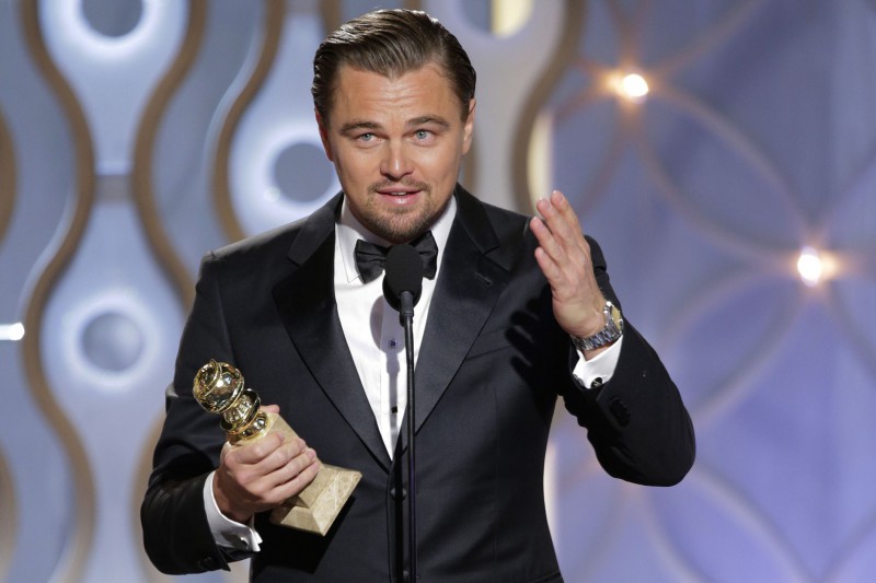 Leonardo DiCaprio en los Globos de Oro 2014 recogiendo el premio de Mejor Actor. Paul Drinkwater
