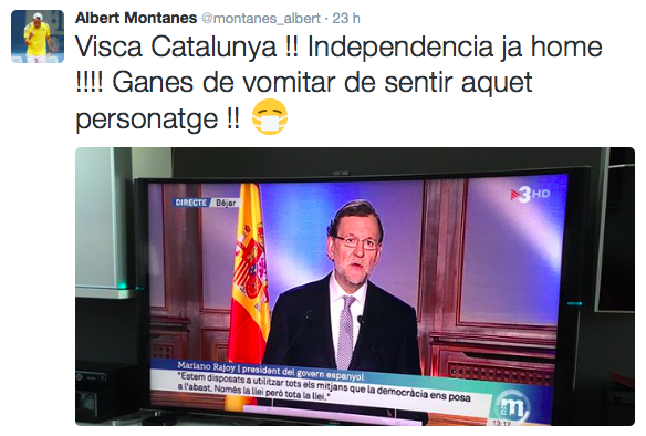 Tweet Albert Montañés pidiendo la independencia de Cataluña
