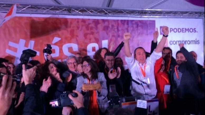 Mónica Oltra celebra el resultado electoral
