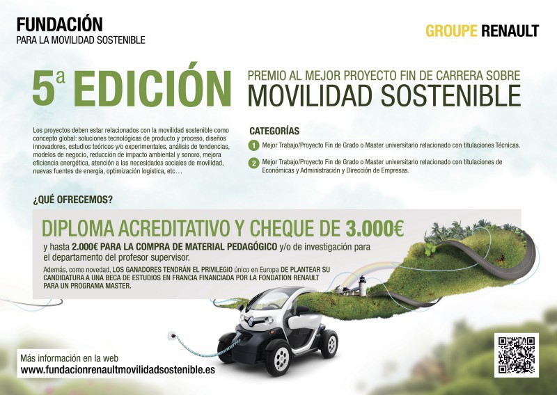 Convocada la 5ª Edición del Premio al mejor proyecto Fin de Carrera en Movilidad Sostenible