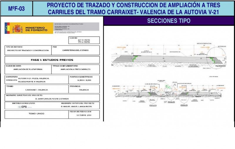 Proyecto del tramo Carraixet-Valencia de la autovía V-21