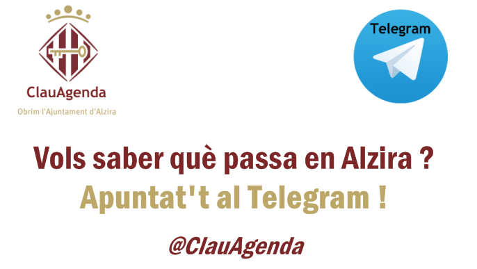 L’Ajuntament d’Alzira crea un canal de Telegram per a fer més accessible l’agenda d’actes i esdeveniments de la Ciutat