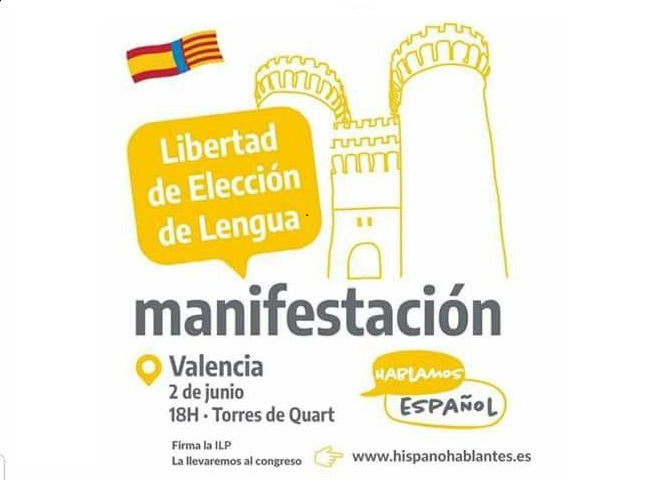 Manifestación por la Libertad de Elección de Lengua en Valencia el 2 de junio