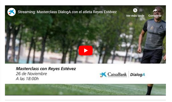 Reyes Estévez masterclass teórico-práctica para Runners en la oficina Store Plaza del Ayuntamiento de CaixaBank en Valencia